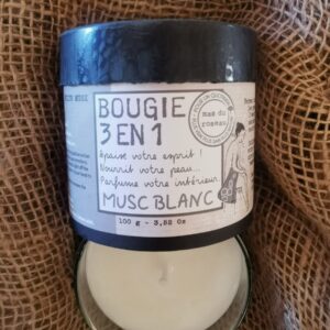 BOUGIE 3 EN 1 - 100gr - Senteur Musc Blanc - Le Mas Du Roseau