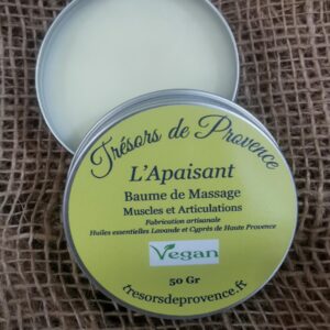 BAUME DE MASSAGE VEGAN L'Apaisant - Muscles et Articulations - 50grs - Trésors de Provence