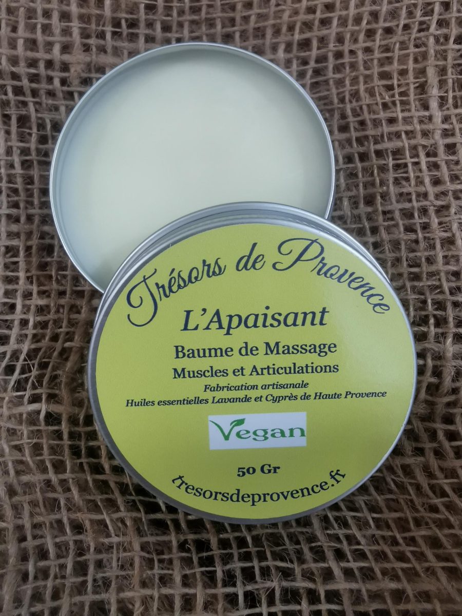 BAUME DE MASSAGE VEGAN L'Apaisant - Muscles et Articulations - 50grs - Trésors de Provence